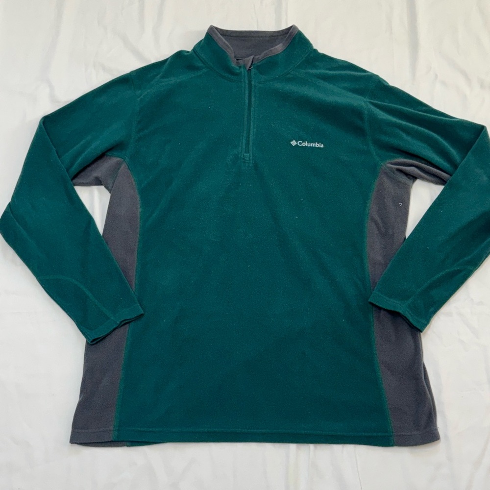 Columbia Men's Green and Gray Fleece Sweater